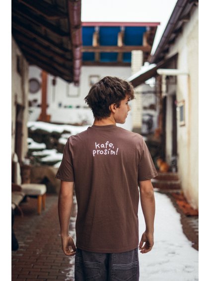Unisex hnědé tričko Kafe, prosím