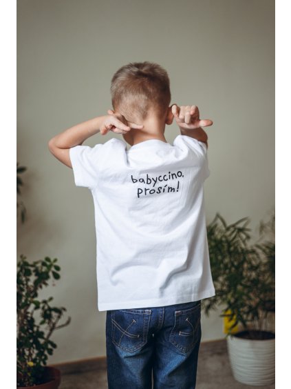 Dětské bílé tričko Babyccino, prosím