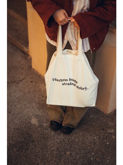Krémová plátěná taška Strašně dobrý