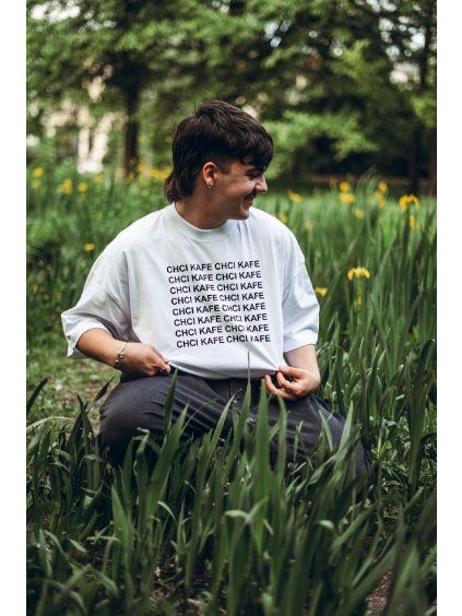 Unisex bílé boxy tričko Chci kafe