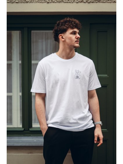 Unisex bílé tričko Maneki Neko