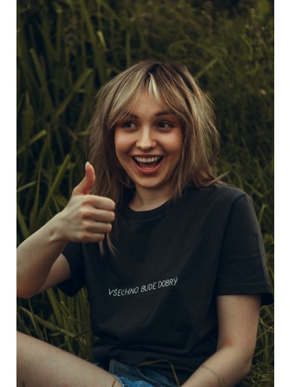 Unisex šedomodré tričko Všechno bude dobrý