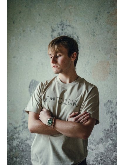 Unisex béžové tričko Je mi to jedno