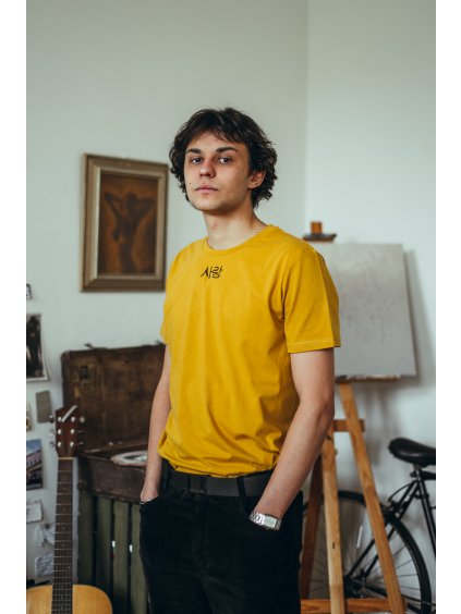 Unisex hořčicové tričko Korejská láska