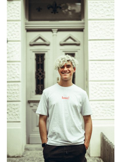 Unisex světle šedě žíhané tričko Love