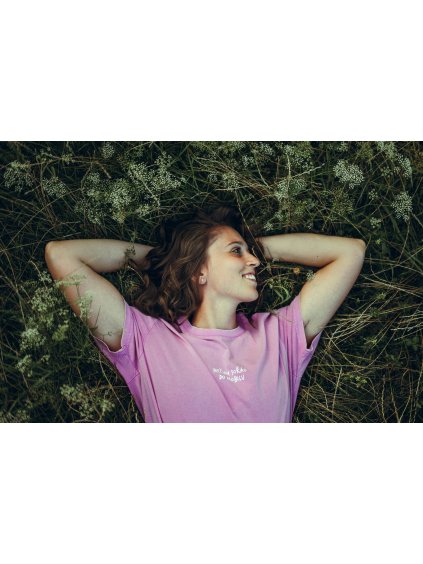 Unisex růžové tričko Nečum pořád do mobilu