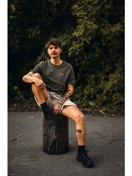 Unisex khaki tričko Tady a teď