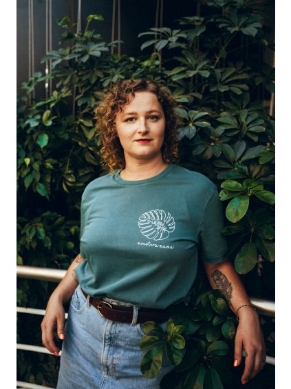 Tyrkysové tričko Monstera mama 2.0