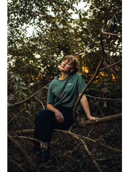 Unisex zelené tričko Kavárenský povaleč