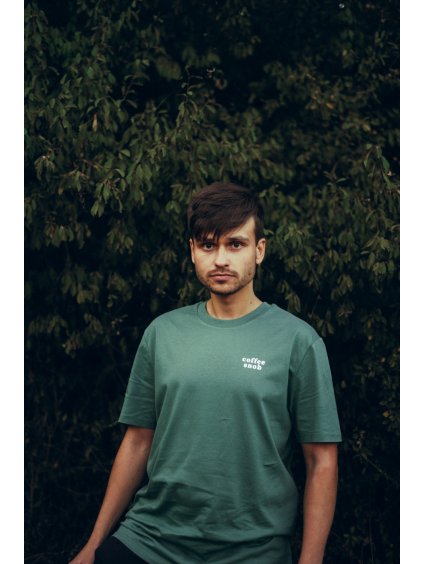 Unisex zelené tričko Coffee snob miniature