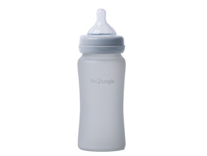Sklenená fľaša Bo Jungle B-Thermo – 240 ml, s úchytmi, šedý odtieň Grey