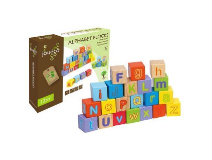 Jouéco drevené kocky s abecedou – 30 ks, od 1 roka