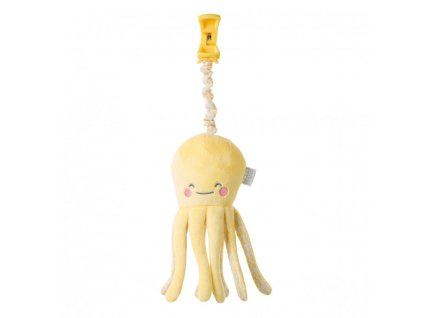 Saro Baby chobotnička s klipom Happy Sea Yellow, vhodné do kočíkov, od narodenia