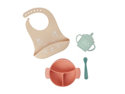 Detská jedálenská sada LEARN´ISY KIT – motív Fox, silikónová