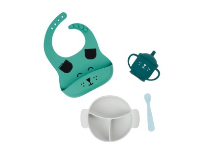 Detská jedálenská sada LEARN´ISY KIT – motív Dog, silikónová