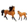 Sada kone 2 ks s ohradou hnedý s čiernou hrivou