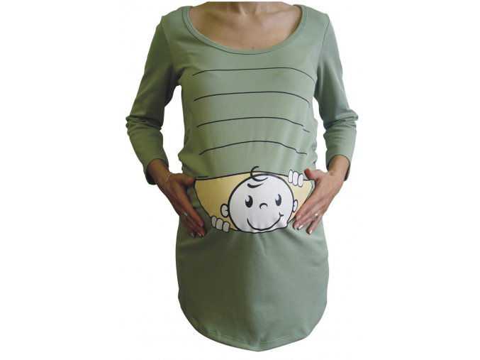 Těhotenské triko BABY oliva