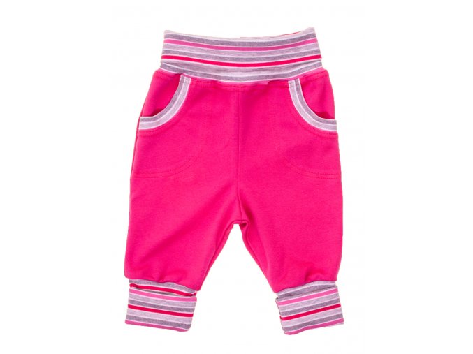 Oblečení pro miminka, kojenecké oblečení, polodupačky Hippokids Classic Dragon pink. Oblečte vaše miminko do nestárnoucí klasiky polodupaček značky Hippokids Classic s proužky. Rostoucí tepláčky s ohrnovacím nápletem.