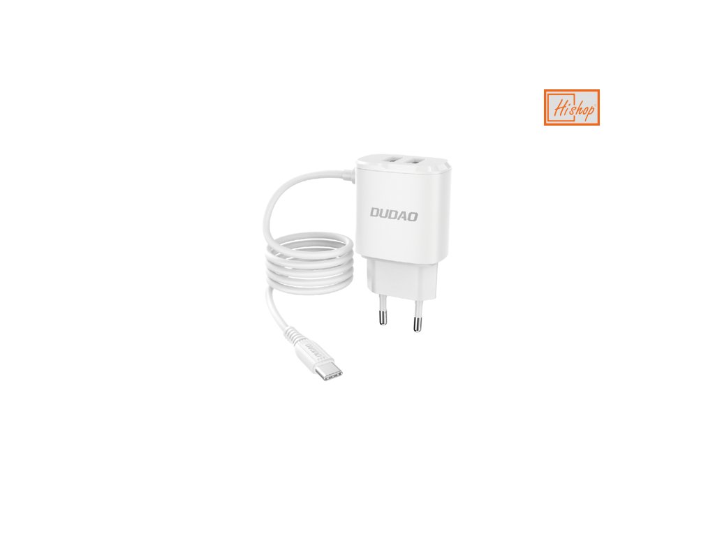 Dudao 2x USB nabíječka do zdi s vestavěným kabelem USB typu C 12 W bílý  (A2ProT bílý) - Hi-Shop