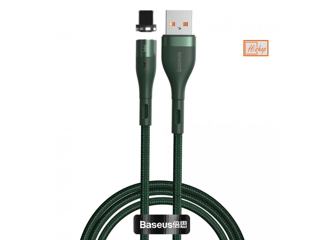 eng pl Baseus Zinc USB Lightning magnetic data charging cable 1 m 2 4 A green CALXC K06 63482 1