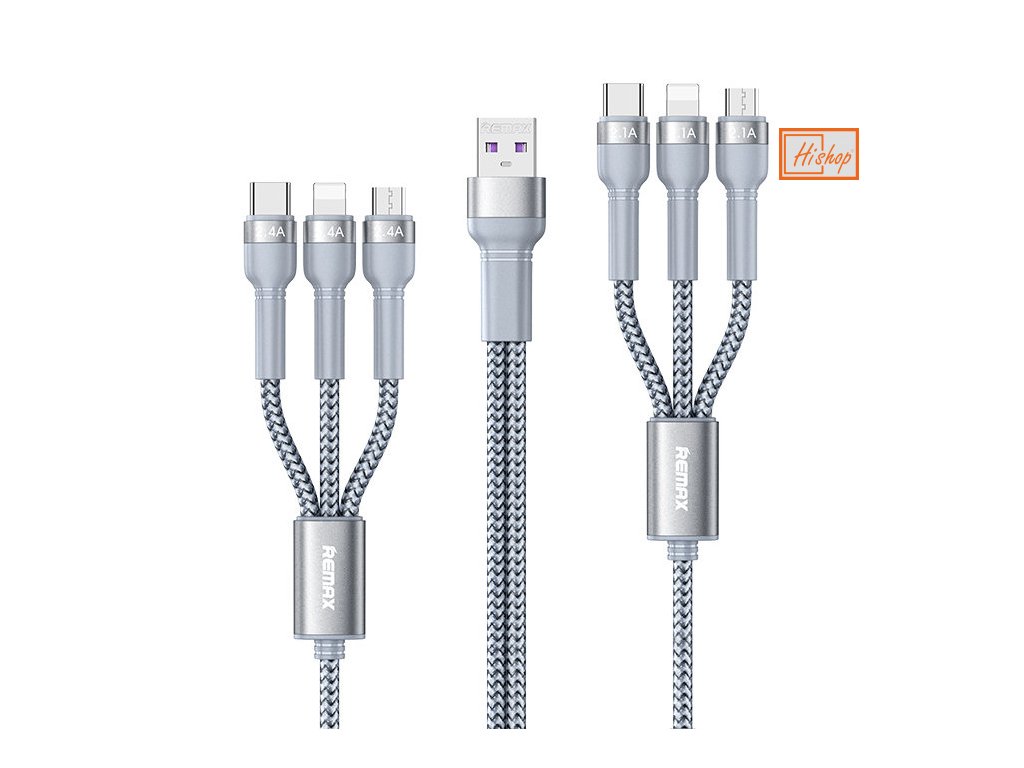 eng pl Remax Jany Series multi functional 6in1 USB cable micro USB USB Type C Lightning micro USB USB Type C Lightning 2m silver RC 124 79059 1
