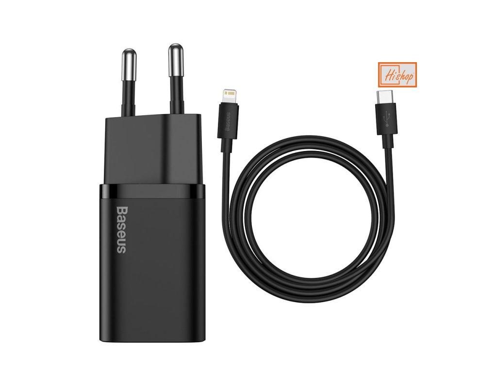 eng pl Baseus Super Si 1C fast charger USB Type C 20W Power Delivery USB cable Type C Lightning 1m black TZCCSUP B01 66709 1