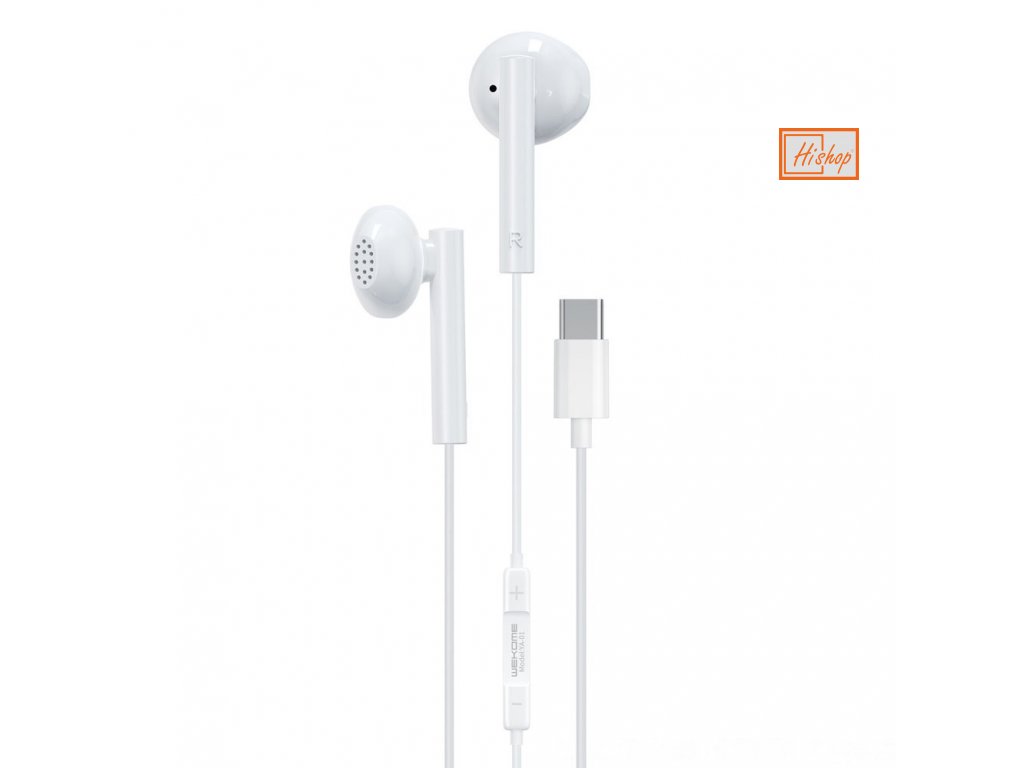 eng pl WK Design wired USB Type C earphones white YA01 TypeC white 70545 1