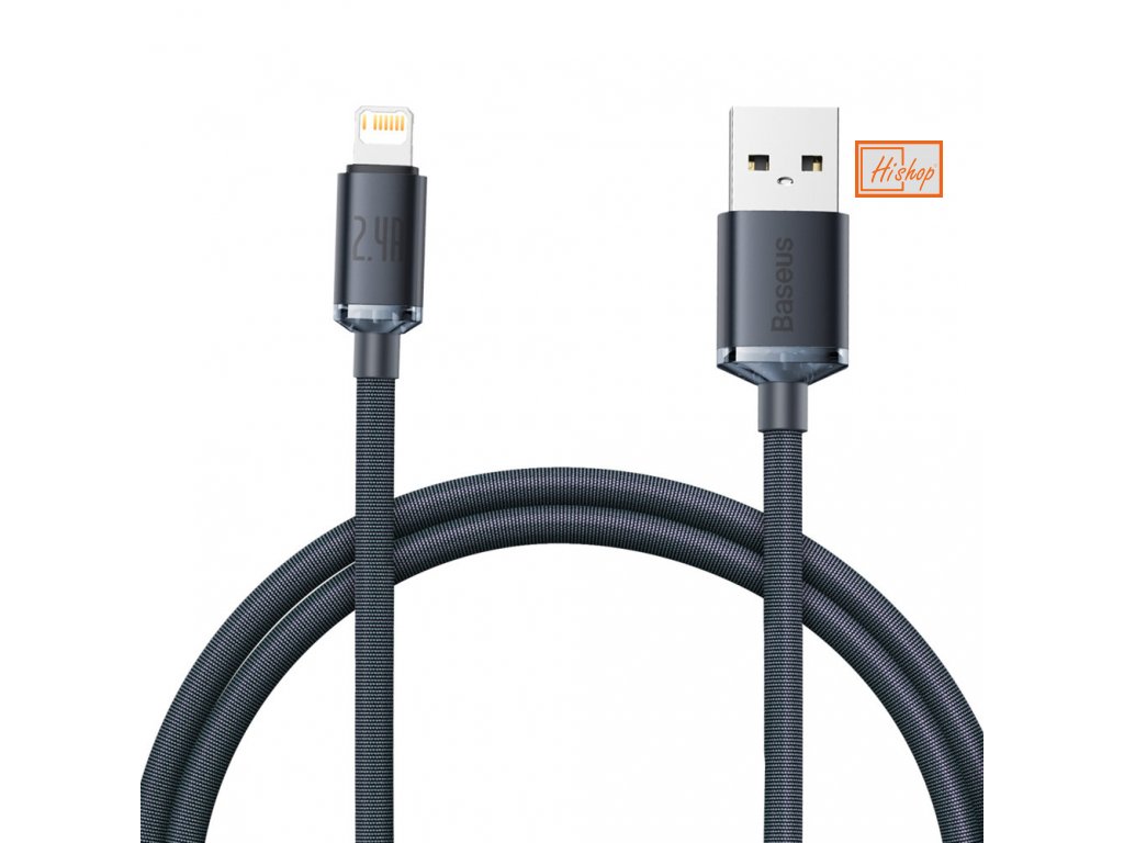 eng pl Baseus crystal shine series fast charging data cable USB Type A to Lightning 2 4A 1 2m black CAJY000001 81327 1