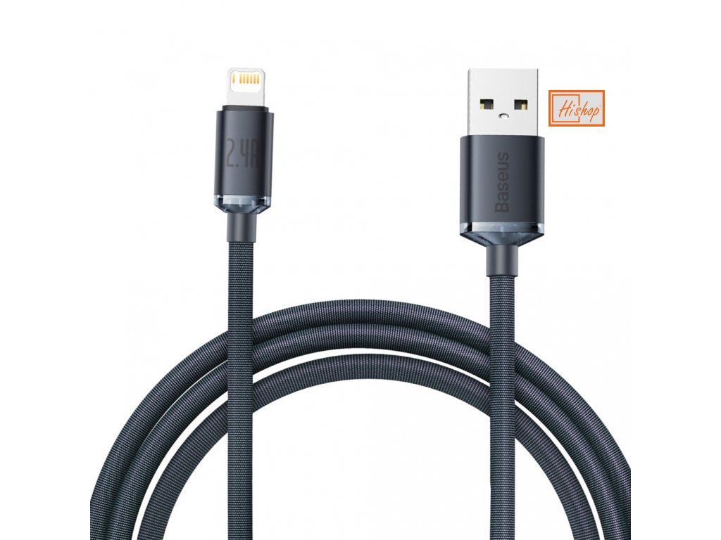 eng pl Baseus crystal shine series fast charging data cable USB Type A to Lightning 2 4A 2m black CAJY000101 81330 1
