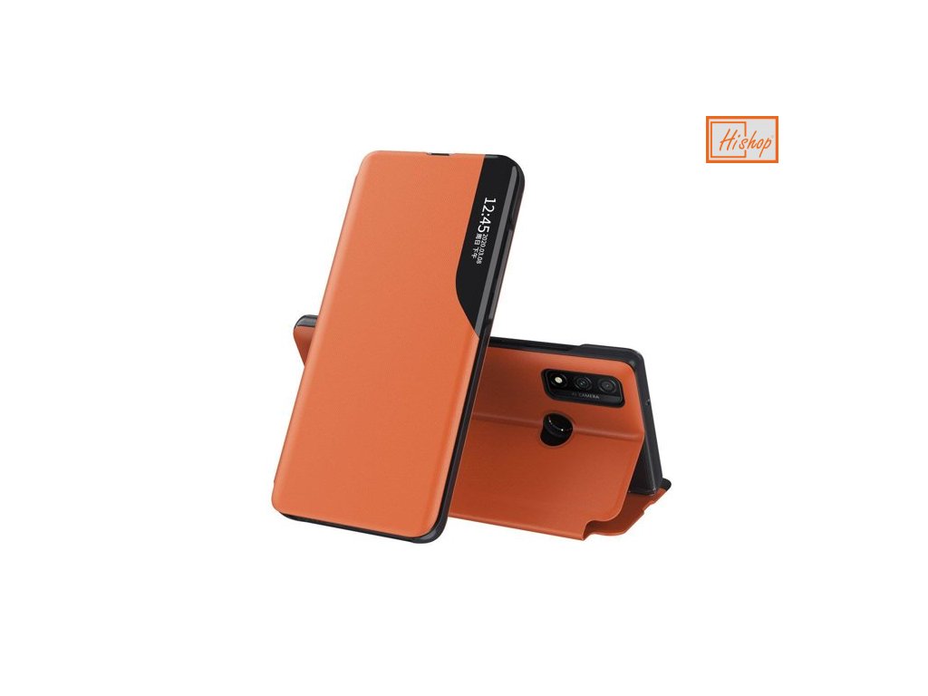 eng pm Eco Leather View Case elegant bookcase type case with kickstand for Huawei P40 Lite orange 63644 1