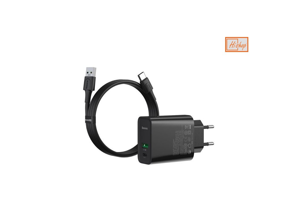 eng pm Baseus USB USB Typ C fast wall charger VOOC Quick Charge 4 0 Power Delivery 3 0 USB USB Type C cable 1m black TZCCFS H01 60864 8