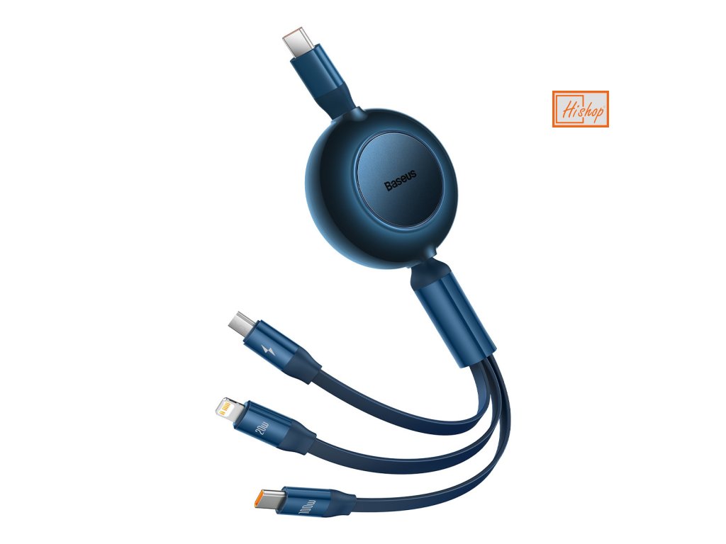eng pl Baseus Bright Mirror 2 retractable cable 3in1 USB Type C micro USB Lightning USB Type C 3 5A 1 1m blue CAMJ010203 96883 1