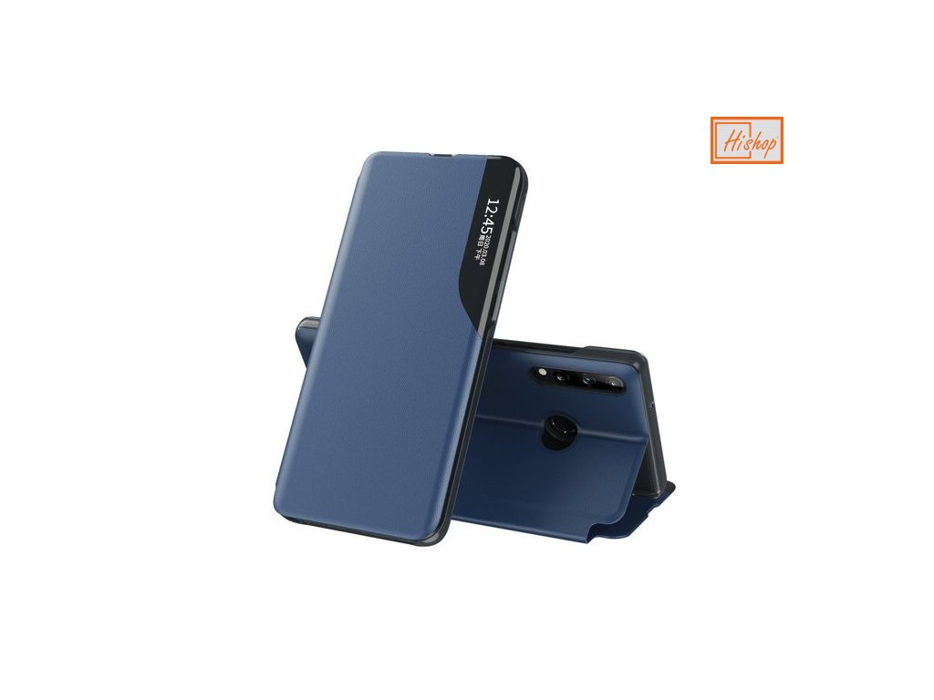 eng pm Eco Leather View Case elegant bookcase type case with kickstand for Huawei P40 Lite E blue 63648 1