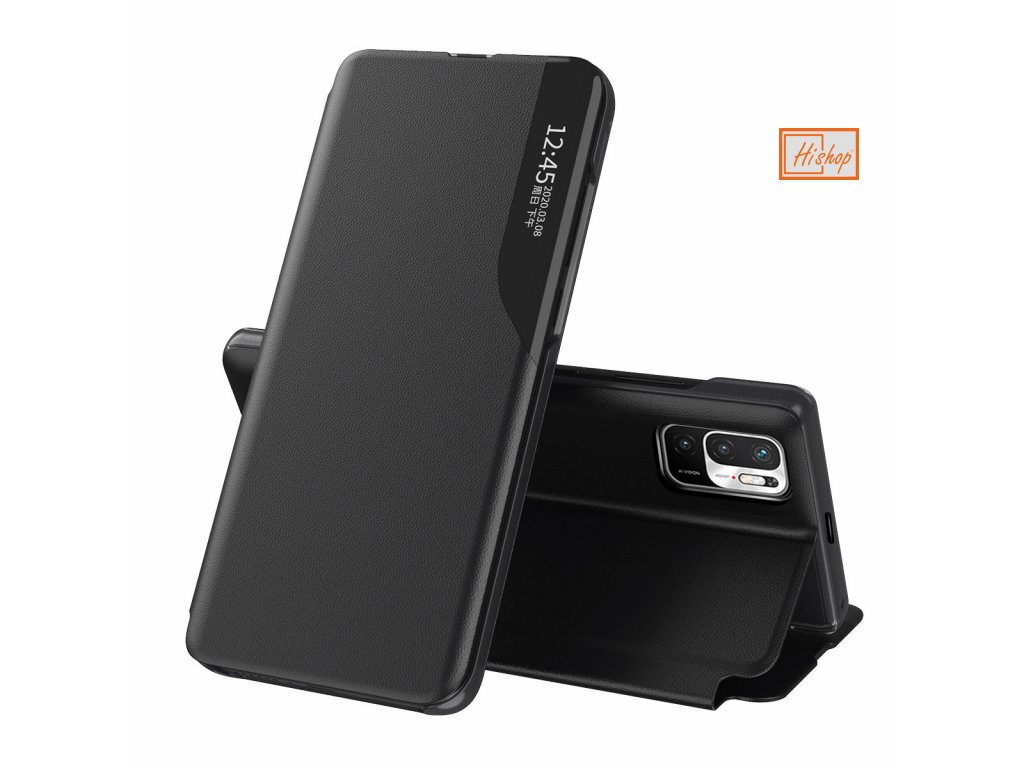 eng pl Eco Leather View Case elegant bookcase type case with kickstand for Xiaomi Redmi Note 10 5G Poco M3 Pro black 74719 1