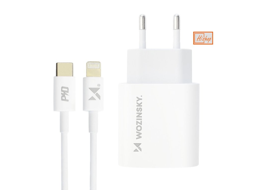 eng pl Wozinsky fast EU USB Type C Power Delivery 20W wall charger cable USB Type C Lightning cable 1m white 69889 2