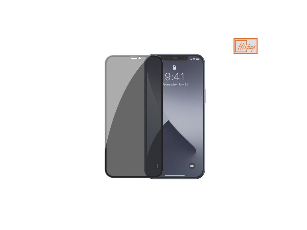 eng pm Baseus 2x Full screen 0 3 mm Anti Spy Light tempered glass with a frame iPhone 12 mini Black SGAPIPH54N TG01 64123 1