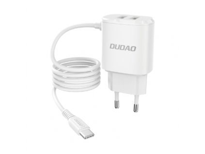 eng ps Dudao 2x USB wall charger with built in USB Type C 12 W cable white A2ProT white 63722 1