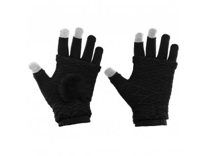 eng pl Touchscreen Winter Gloves 2in1 Striped and Fingerless Gloves Wrist Warmers black 27072 12