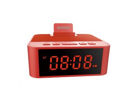 eng pm Dudao AUX Multifunctional Bluetooth Speaker Alarm Clock Phone Holder micro SD card reader FM radio red Y5 red 55604 1
