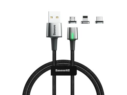 eng pl Baseus Zinc magnetic USB cable plug set Lightning USB Type C micro USB 3A 1m black TZCAXC A01 55552 26