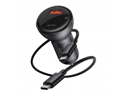 eng pl Baseus car charger USB USB Type C 45 W 5 A SCP Quick Charge 4 0 Power Delivery 3 0 LCD display USB Typ C USB Typ C cable black TZCCBX C0G 60940 1