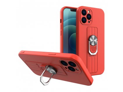 eng pl Ring Case silicone case with finger grip and stand for Xiaomi Redmi Note 9 Pro Redmi Note 9S red 75856 1