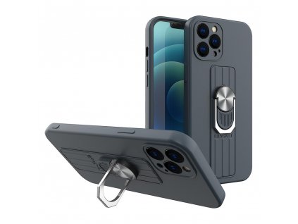 eng pl Ring Case silicone case with finger grip and stand for Xiaomi Redmi Note 10 Redmi Note 10S dark blue 75874 1