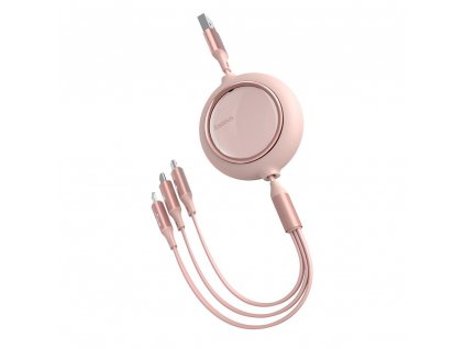 eng pl Baseus Bright Mirror flat retractable 3in1 data charging cable USB USB Type C Lightning micro USB 3 5 A 1 2 m pink CAMLT MJ04 67946 1