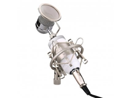 pol pl Mikrofon studyjny karaoke XLR filtr POP z koszem Sodial BM8000 Bialy 20506 7