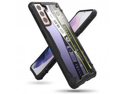 eng pl Ringke Fusion X Design durable PC Case with TPU Bumper for Samsung Galaxy S21 5G S21 Plus 5G black Ticket band XDSG0052 68520 1