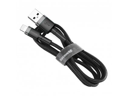 eng pl Baseus Cafule Cable durable nylon cord USB Lightning QC3 0 2 4A 1M black gray CALKLF BG1 46806 1