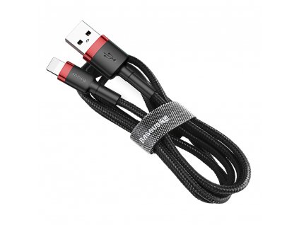 eng pl Baseus Cafule Cable durable nylon cord USB Lightning QC3 0 2 4A 1M black red CALKLF B19 46807 1