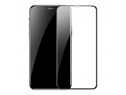 Základní sada 2x celoobrazovkového skla s 0,3mm rámečkem 9H iPhone 11 Pro / iPhone XS / iPhone X + černý polohovač (SGAPIPH58S-KC01)