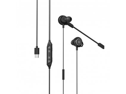 WK Design In-Ear Herní sluchátka USB typu C Dálkové ovládání mikrofonu náhlavní soupravy černé (Y28 černé)